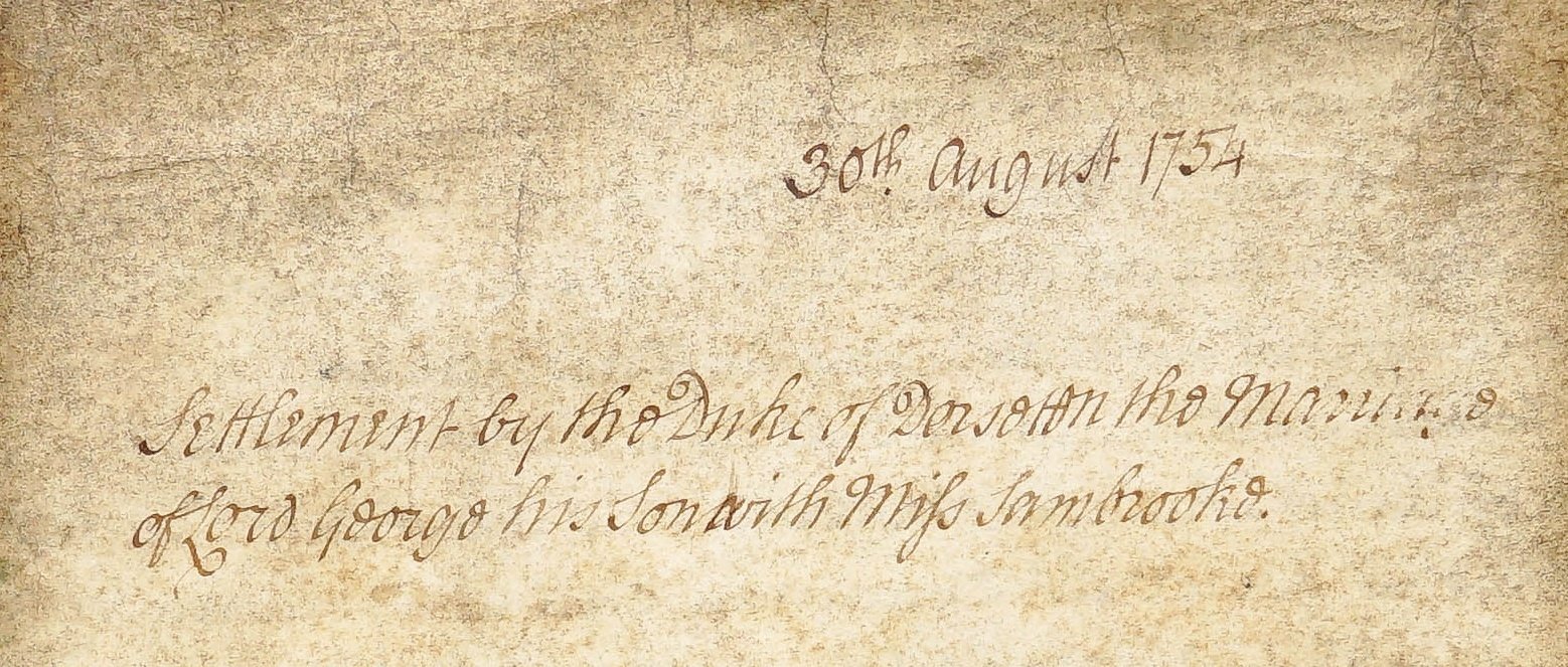 Pergamentti 1754 lordi Sackville